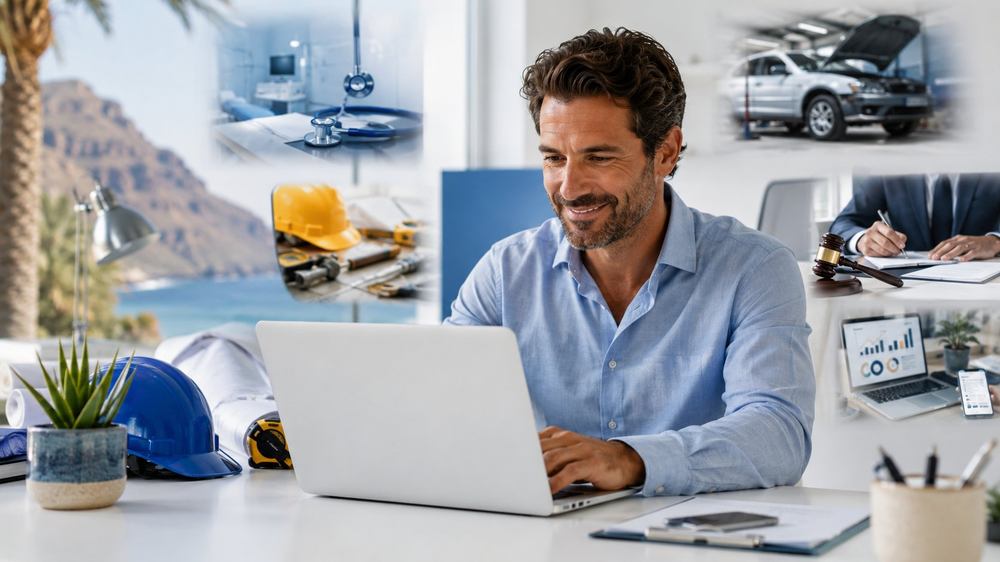 Profesionales de distintos sectores en Gran Canaria: arquitectos, médicos, abogados, mecánicos y especialistas en marketing digital